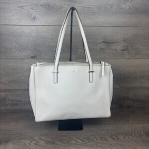 Kate Spade New York Tote Shoulder Bag Beige Cow Hide Leather